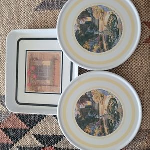 Melamine tidbit, trivet bundle